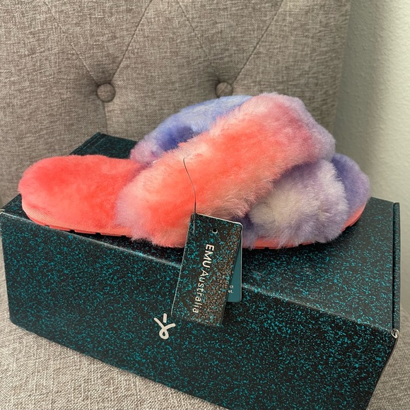 Emu Australia Mayberry Tie Dye W12655 Womens Purple Slides Slippers Shoes 10 - Picture 2 of 9